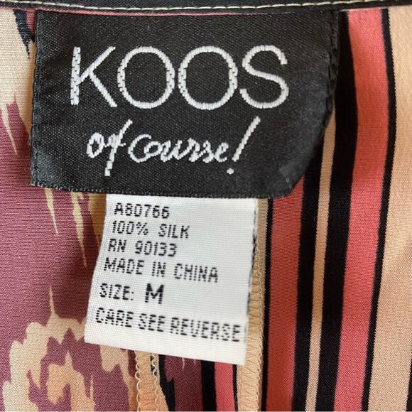 Koos of Course Womens 100% Silk Art to Wear Button Front Mixed Print Blouse Sz M - Picture 4 of 6